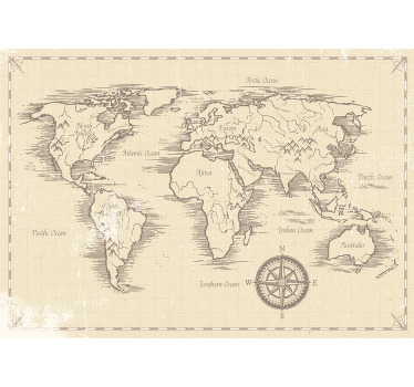 Cortina roller mapamundi mapa mundi vintage - TenVinilo