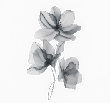 Store enrouleur floral fleurs grises translucides - TenStickers