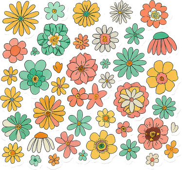 Colorful retro 70s floral master bedroom roller blind - TenStickers