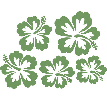 Store enrouleur floral fleurs d'hibiscus vert sauge - TenStickers
