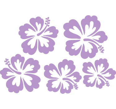 Rullegardin ekteskap lilla hibiskusblomster silhuett - Tenstickers