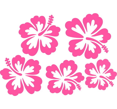 Store enrouleur floral fleurs d'hibiscus roses silhouette - TenStickers