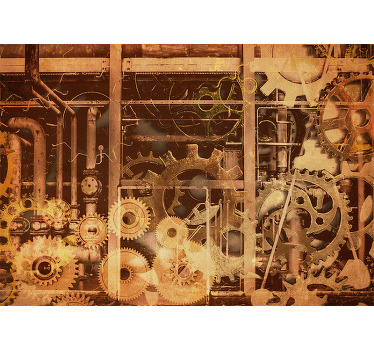 Estor enrollable rústico tubos industriales 3d oro - TenVinilo