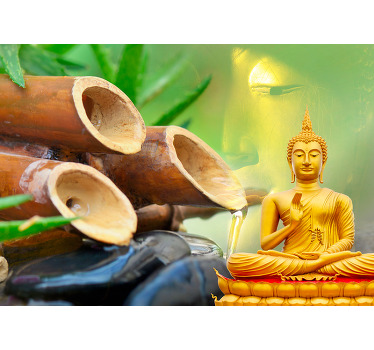 Zen rullegardiner fotomural med gylden buddha - TenStickers