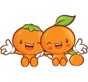Orange blind decorative vinyl couple mandarins - TenStickers