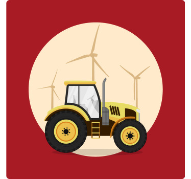 Red blind yellow and red tractor - TenStickers