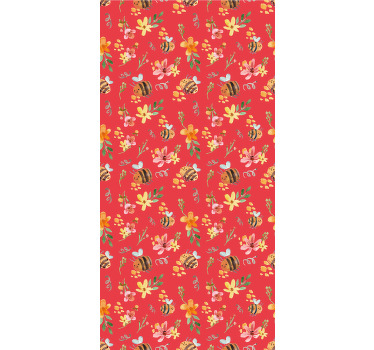Red blind with retro bees and flowers design - TenStickers