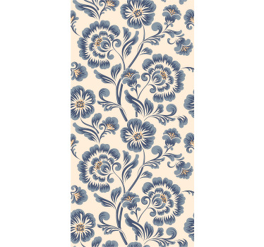 Cortina roller exterior estilo vintage floral azul - TenVinilo
