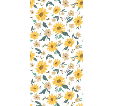 Cortina roller exterior patrón de girasoles dibujados a mano - TenVinilo