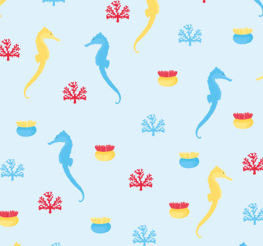 Estore de rolo juvenil cavalo-marinho e coral - TenStickers