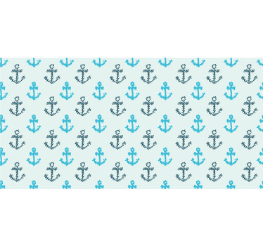 Rullegardin bad med forvridd blå ankerdesign - Tenstickers