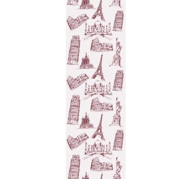 Traditional roller blind most famous monuments pattern - TenStickers