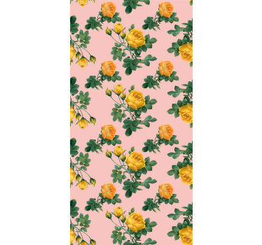 Traditional roller blind with yellow roses and green leaves - TenStickers