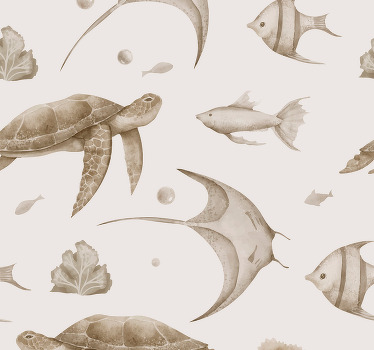 Roleta pre bábätko s béžovým oceánskym vzorom - Tenstickers