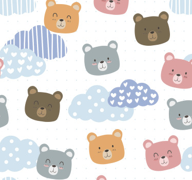 Rullegardin baby minimalistisk bjørn smil hvit bakgrunn - Tenstickers