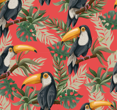 Hallway blind toucans tropical wallpaper - TenStickers