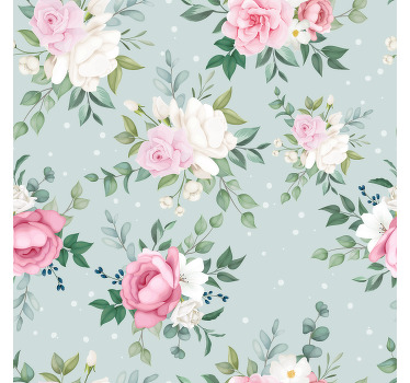 Hallway blind in blue and pink floral design - TenStickers
