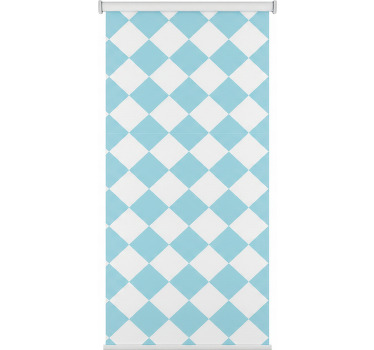 Hallway blind with blue and white squared design - TenStickers