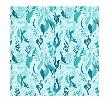 Toile fenêtre salle de bain feuilles marines - TenStickers