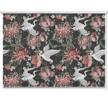 Cortina roller balcón garzas y flores - TenVinilo
