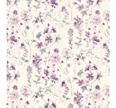 Rolgordijn paars met lila bloemen - TenStickers