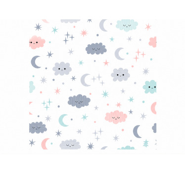 Persiana enrollable cuarto matrimonio 180x180 nubes y luna - TenVinilo