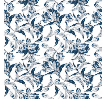 Estore de rolo azul padrão floral vintage claro - TenStickers