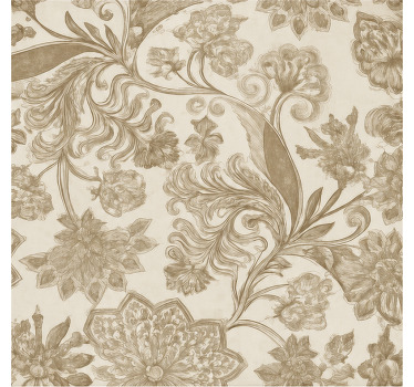 Estore de rolo bege com padrão floral vintage - TenStickers