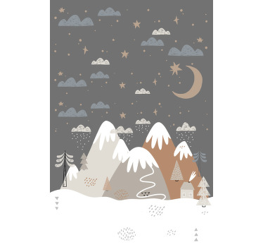 Rollo Fenster Kinderzimmer nordische Berglandschaft - TenStickers