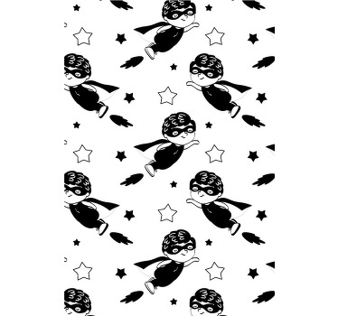 Store enrouleur chambre bébé motif super-héros noir et blanc - TenStickers