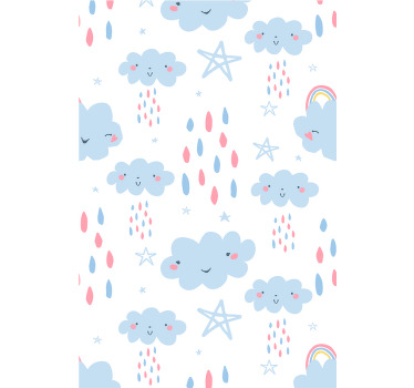 Store enrouleur chambre bébé modèle de nuages souriants - TenStickers