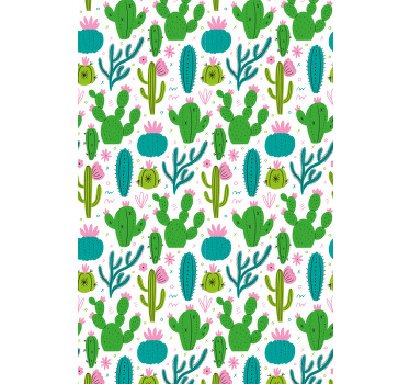 Blommig kaktus mönster rullgardin - Tenstickers