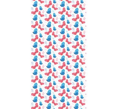 Modré a červené barvy Motýlí roleta - TenStickers