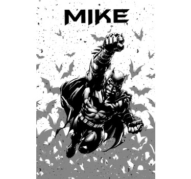 Herói da cortina de rolo geek de morcegos. Plano de fundo texturizado branco com morcegos cinza e super-heróis de um morcego detalhado. Texto personalizado em preto. Obtê-lo agora!