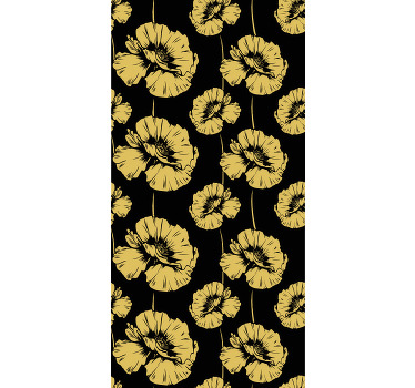 Gul och svart design Rullgardin blommig - Tenstickers