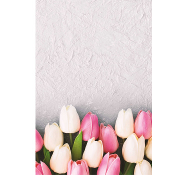 Hvide og lyserøde tulipaner blomsterRullegardiner - TenStickers