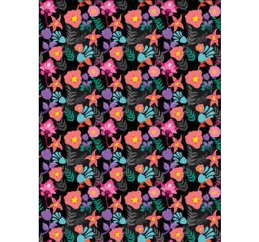 Cortina roller flores patrón floral colorido - TenVinilo