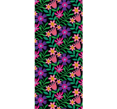 Rulou geam flori și plante design de armonie florală - TenStickers