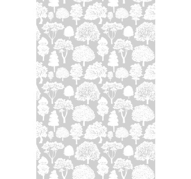 Rollo Fenster Bäume graue und weiße silhouetten - TenStickers