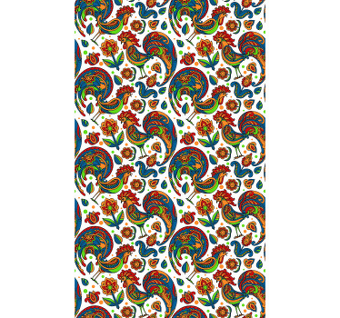 Galinhas coloridas e cortina de flor polida - TenStickers