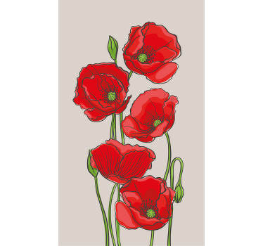 Red Poppy Flowers floral blind - TenStickers