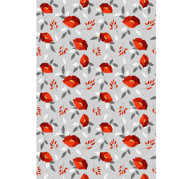 Cortina roller floral patrón rojo grisáceo - TenVinilo