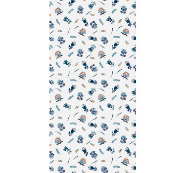 Blue folk art motif floral blind - TenStickers