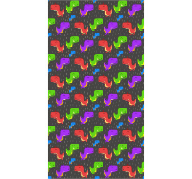 Renkli siyah desenler dinozor stor perde - TenStickers