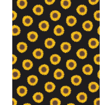 Cortina roller flores girasoles negros y amarillos - TenVinilo