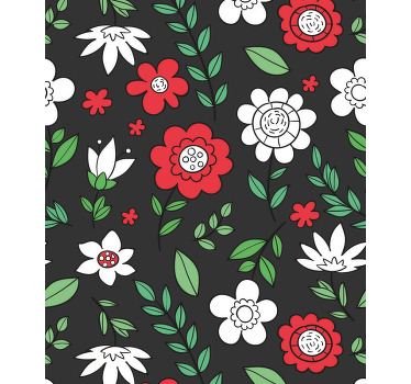 Crveni i bijeli cvjetovi tratinčice uzorak rolo zavjesa - TenStickers