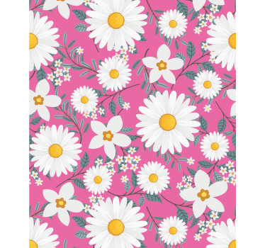 Rollo mit Blumen Gänseblümchen blüht rosa Hintergrund - TenStickers