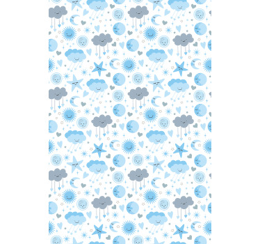 Stores enfants Lune et étoiles sur bleu - TenStickers