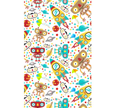 Rocket robots adventure children room roller blind - TenStickers