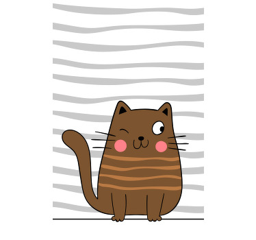 Sød stribet brun kat rullegardin - TenStickers